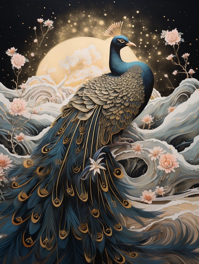 Peacock 4 Gold Detail Painting