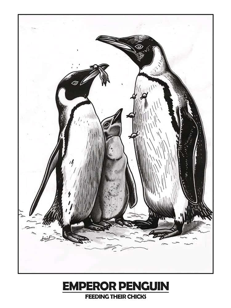 Penguin Feeding Their Chicks Poster 4