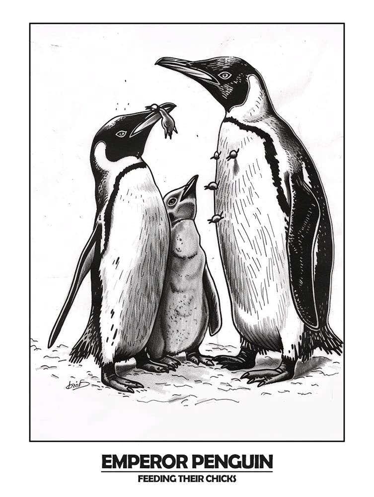 Penguin Feeding Their Chicks Poster 4