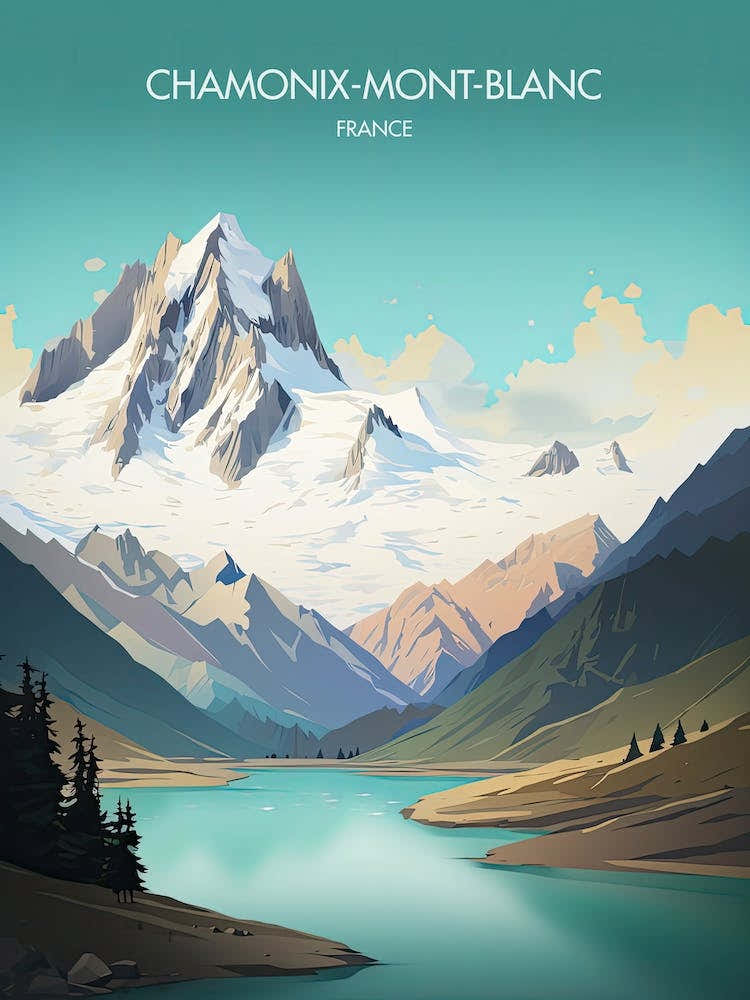 Poster Of Chamonix Mont Blanc   France, Ski Resort Illustration 1