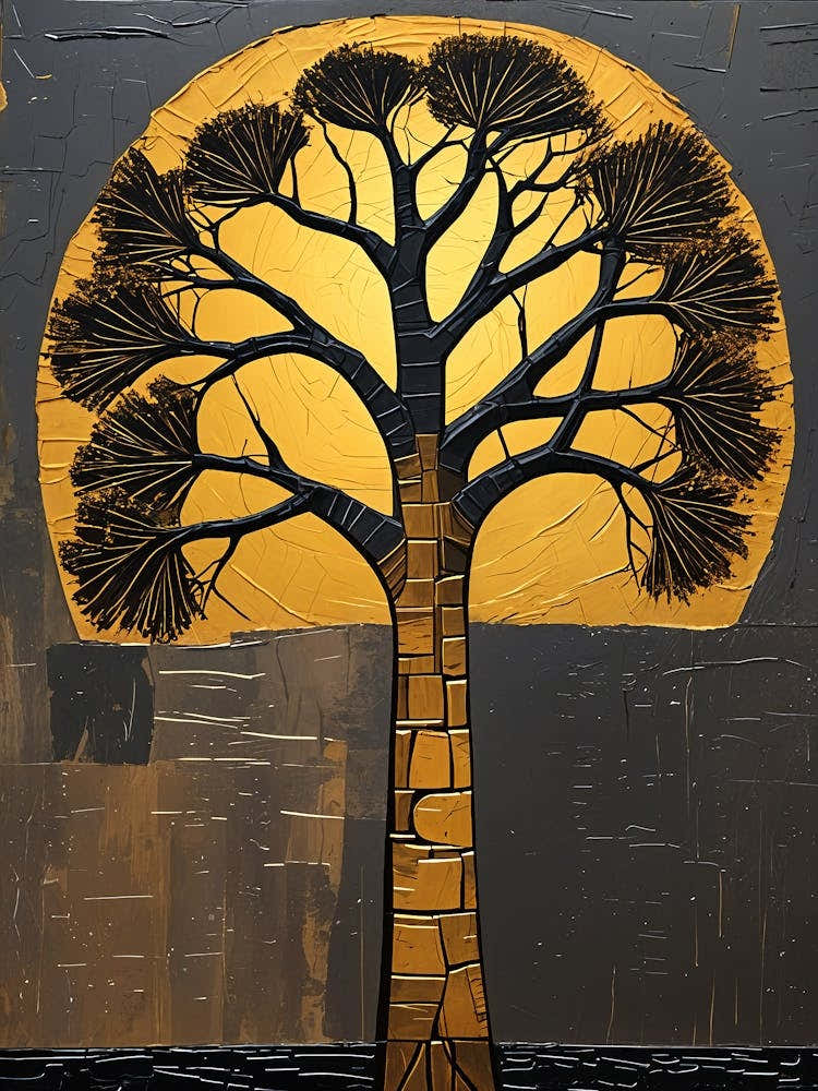 African Tree In Gold And Black no4