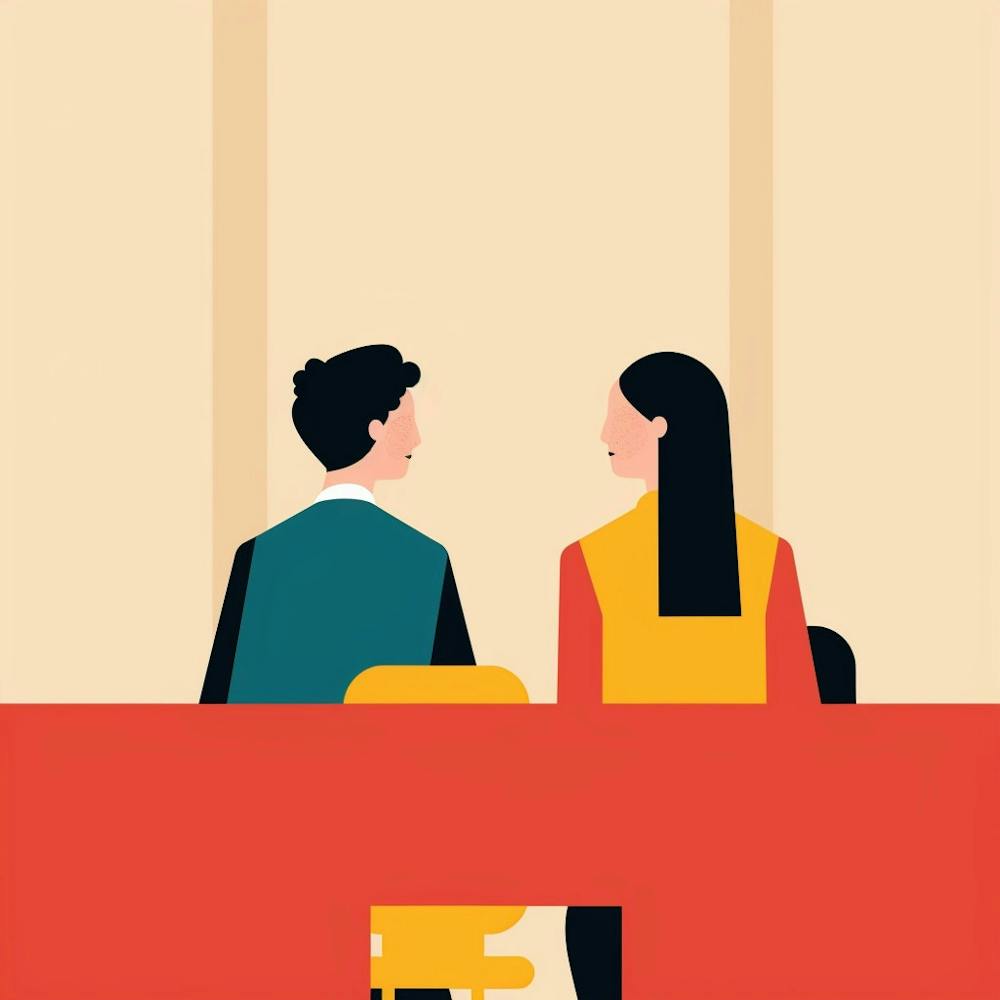 Man And Woman Sitting At Table