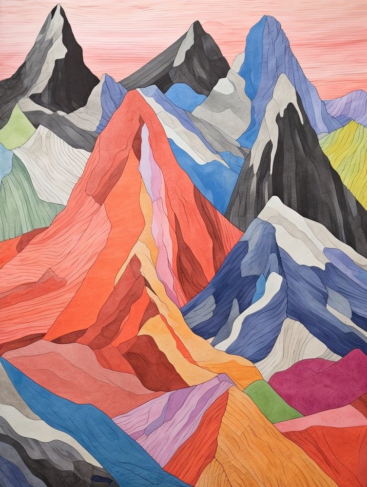 Mount Saint Elias Canada 4 Colourful Mountain Illustration