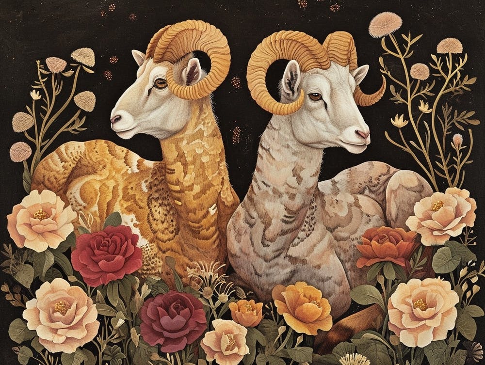 Floral Animal Illustration Ram 4