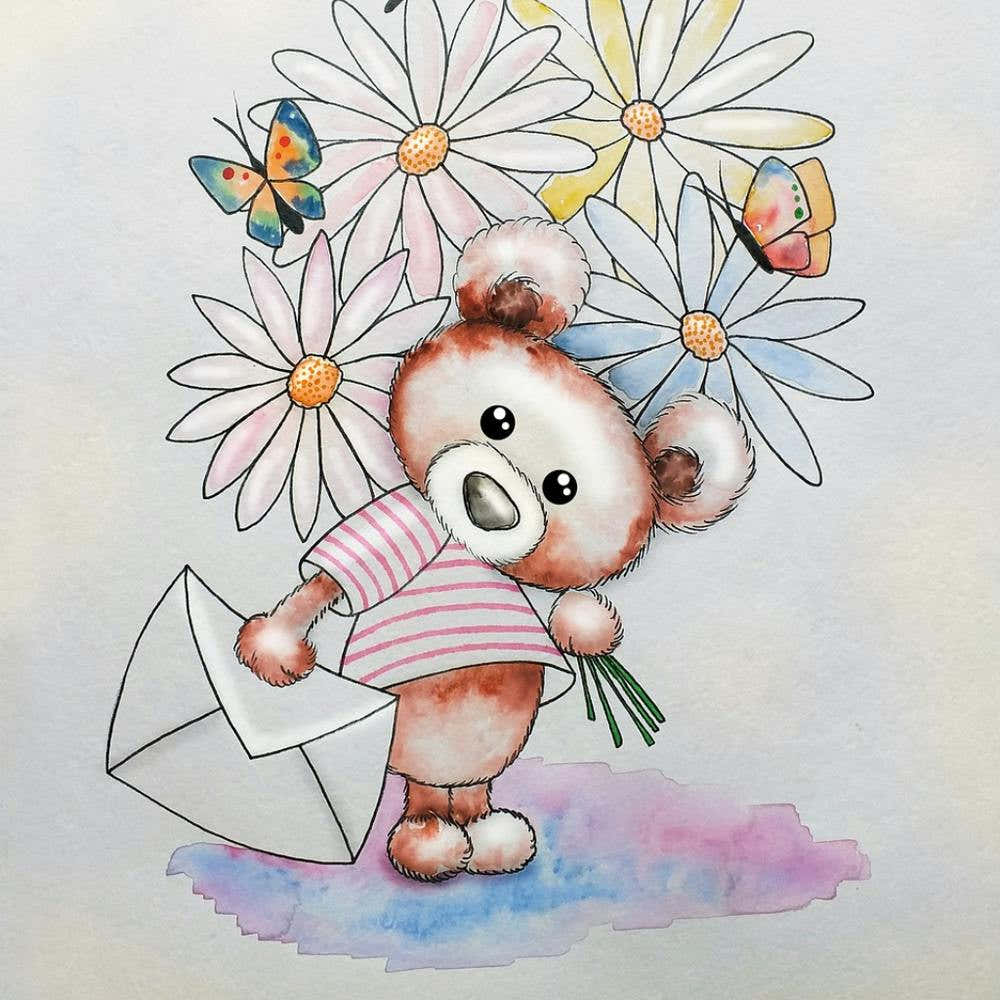 Teddy Bear With Flowers