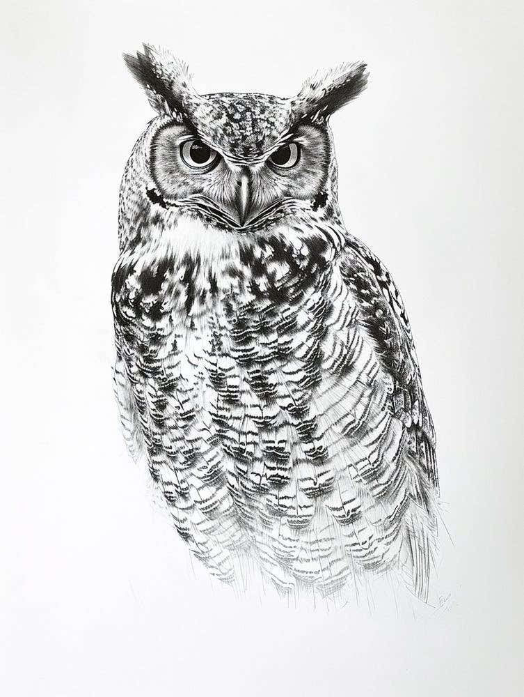 Boreal Owl Marker Drawing 4