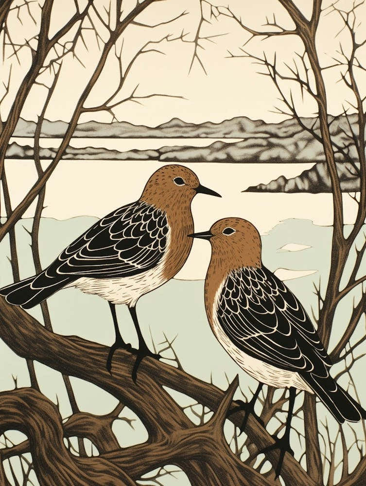 Art Nouveau Birds Poster Dunlin 2