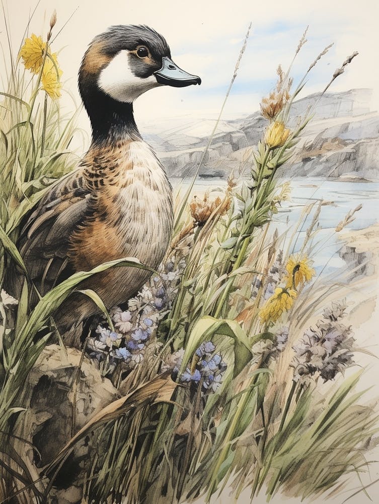 Storybook Animal Watercolour Mallard Duck 1