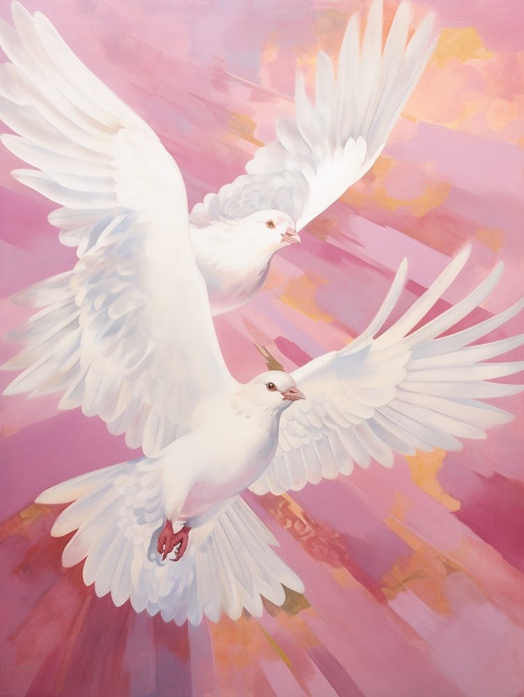Pink Ethereal Bird Painting Pigeon 1