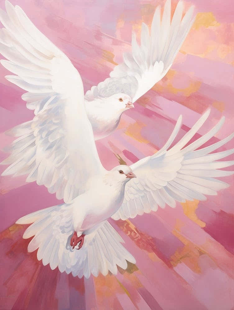 Pink Ethereal Bird Painting Pigeon 1