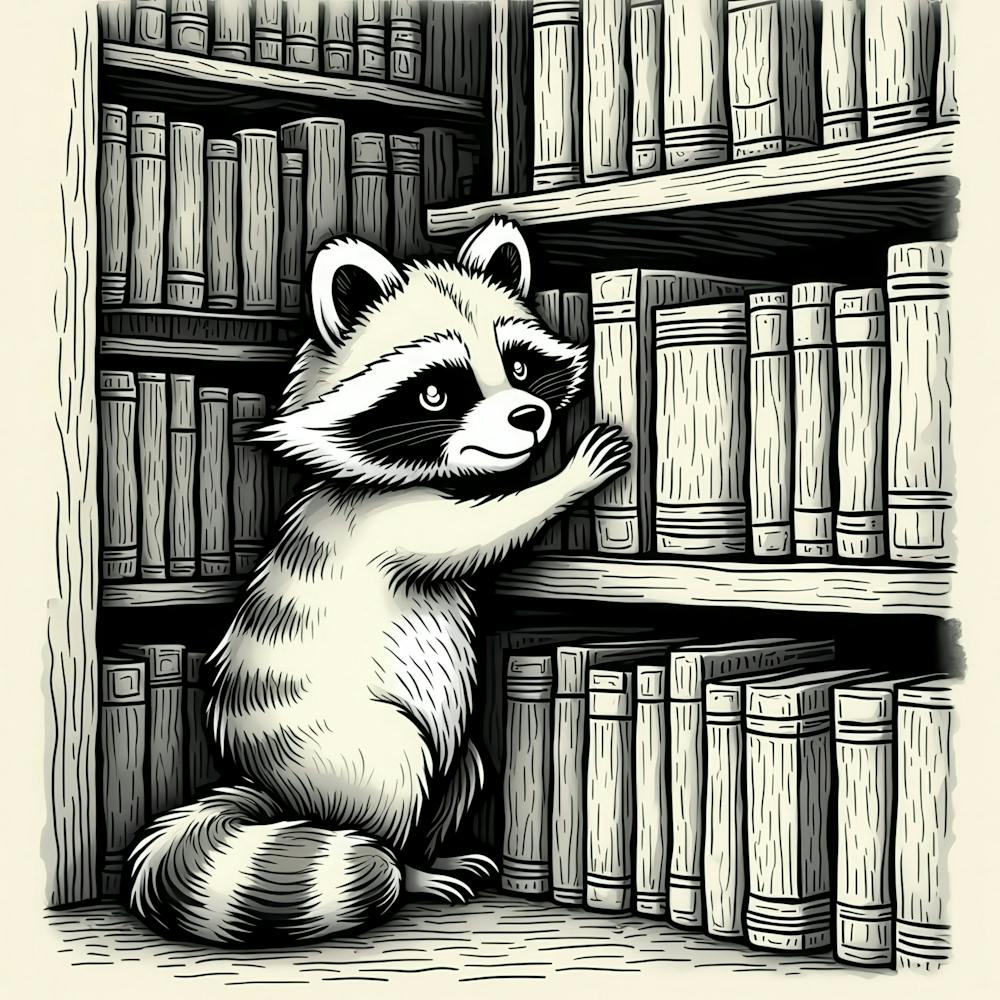 Raccoon In Library