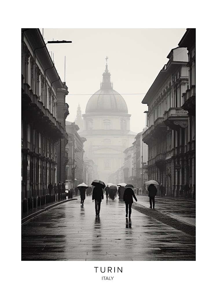 Poster Of Turin, Italy, Black And White Analogue Photography 4