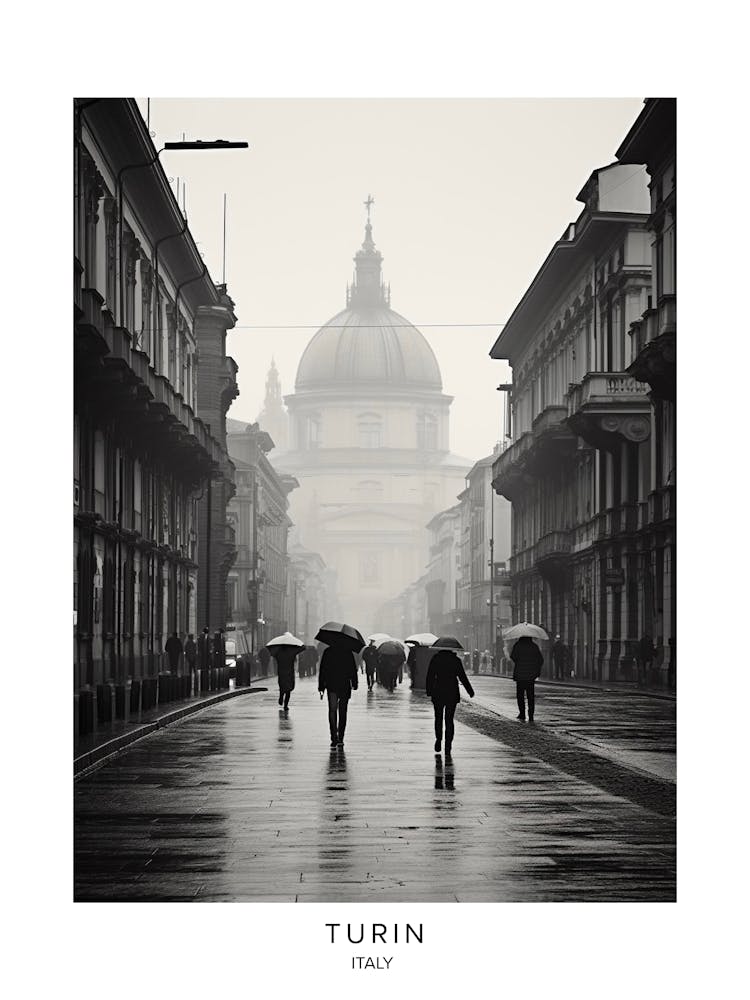 Poster Of Turin, Italy, Black And White Analogue Photography 4