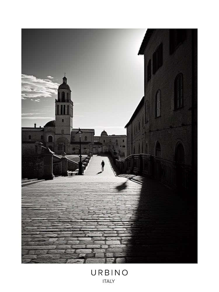 Poster Of Urbino, Italy, Black And White Analogue Photography 2