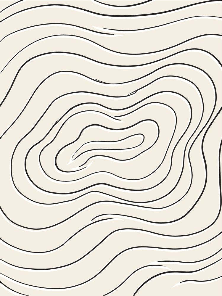 Wavy Line Drawing beige and black