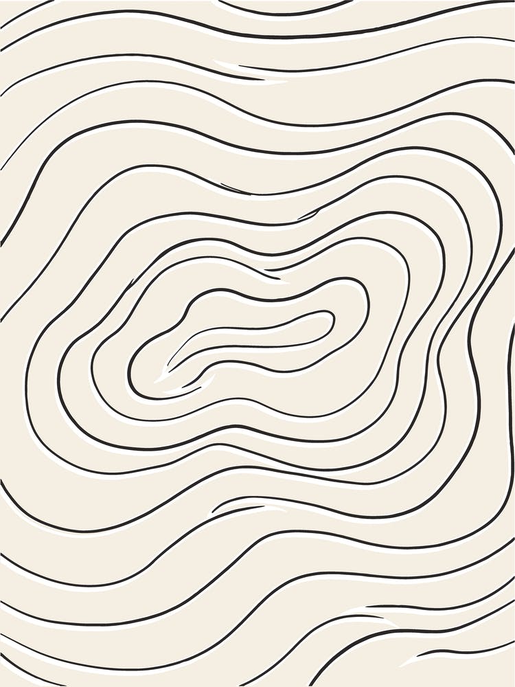Wavy Line Drawing beige and black