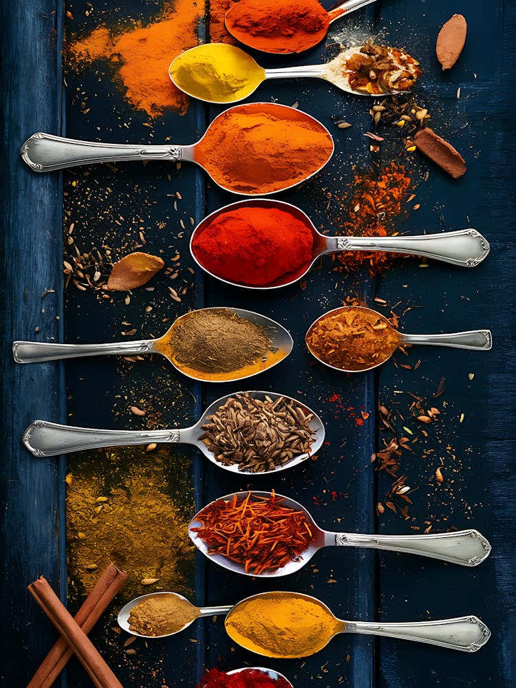 Spices In Spoons