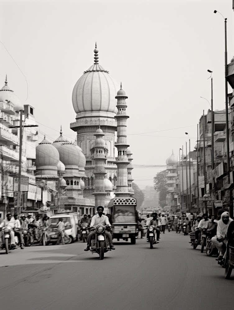 Delhi, India, Black And White Old Photo 3