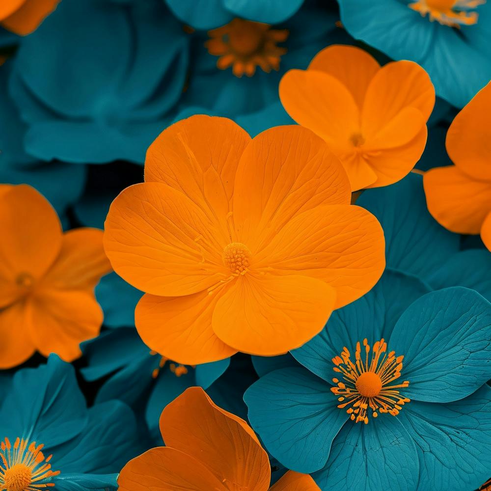 Blue And Orange Flowers
