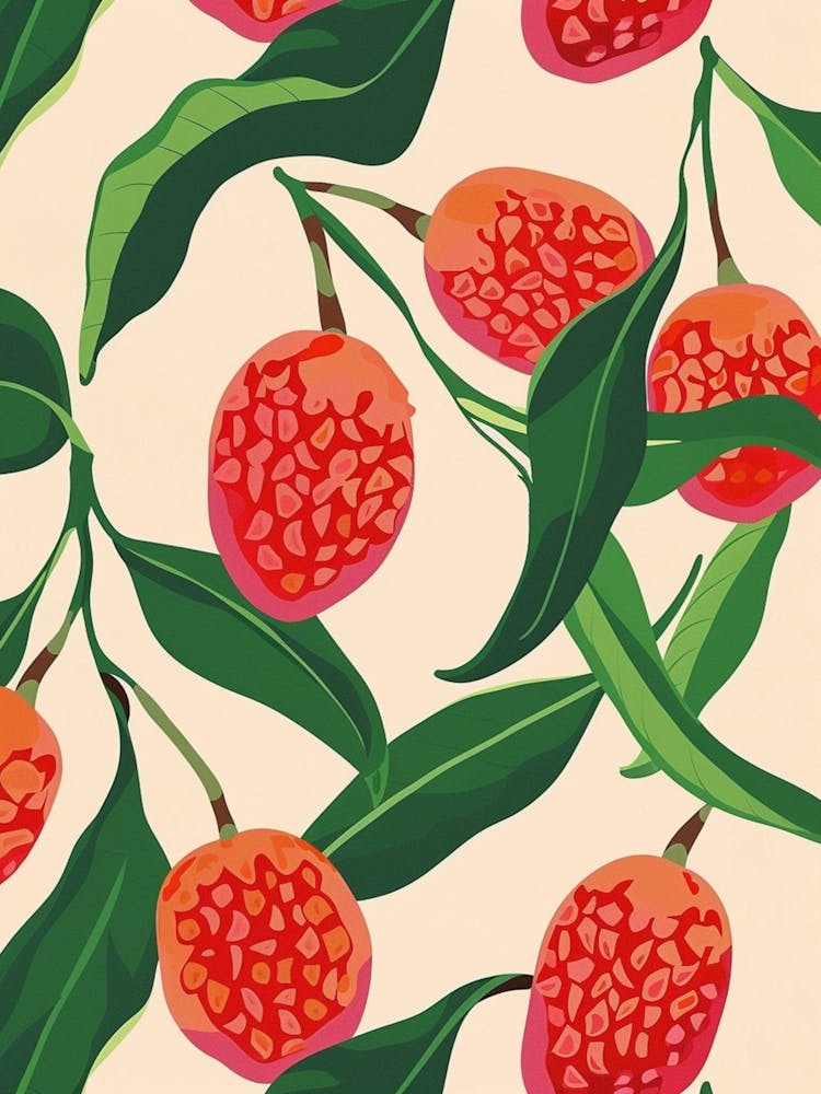 Lychee Fruit Pattern Illustration 3