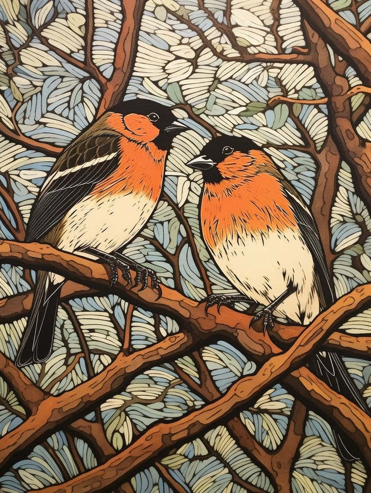 Art Nouveau Birds Poster Cedar Waxwing 3