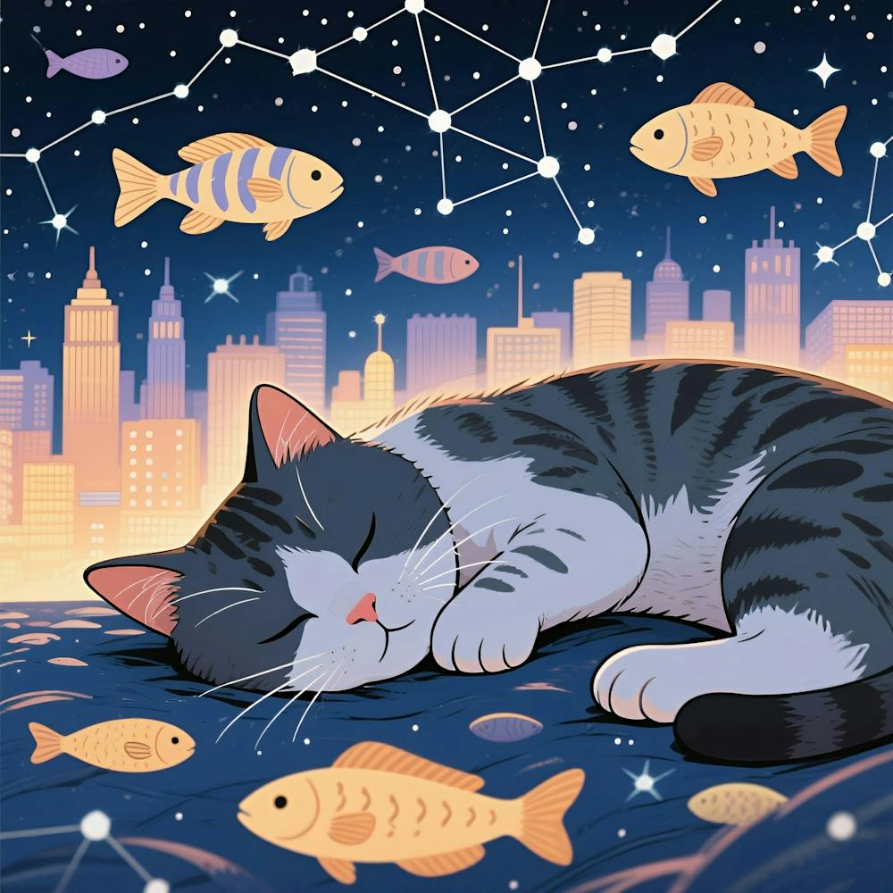 Cat Sleeping In The City