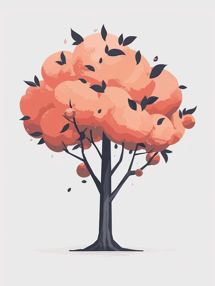 Peach Tree Pixel Illustration 3