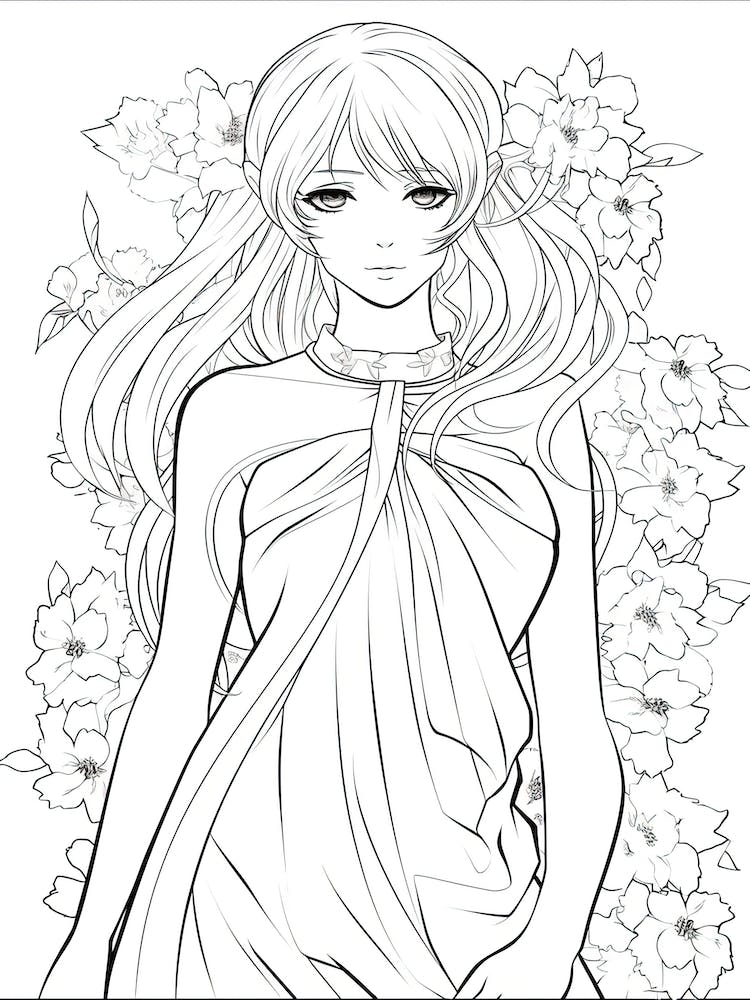 Bloom Body Girl Line Art 12