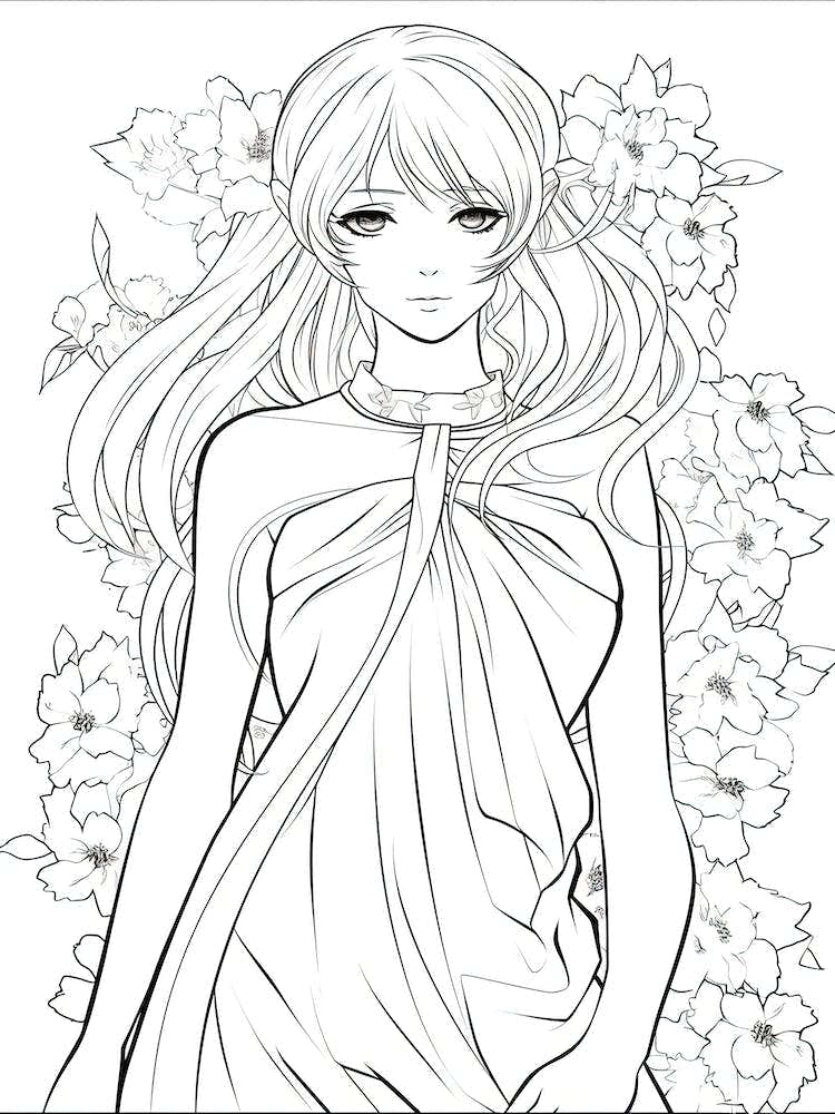 Bloom Body Girl Line Art 12