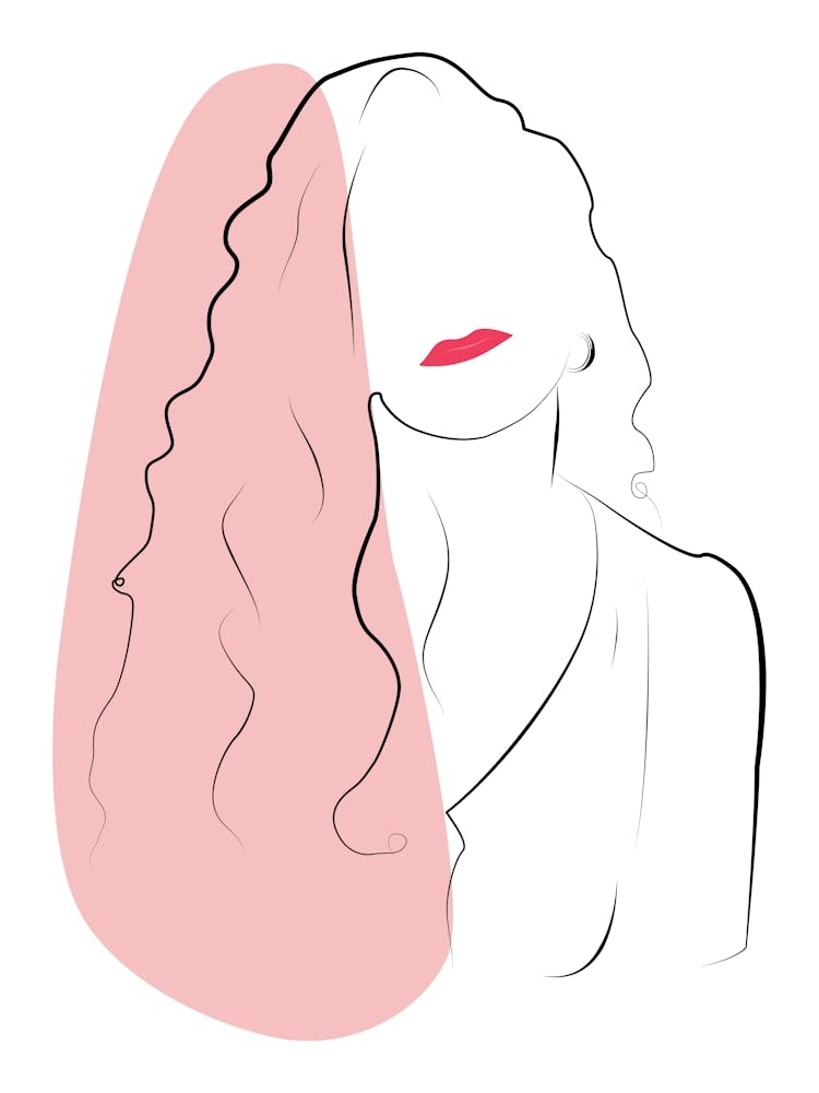 Red Lips Woman Line Art