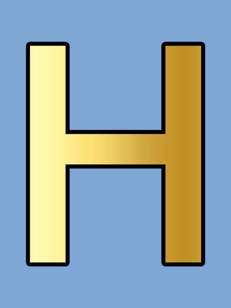 Letter H Gold Alphabet Light Blue