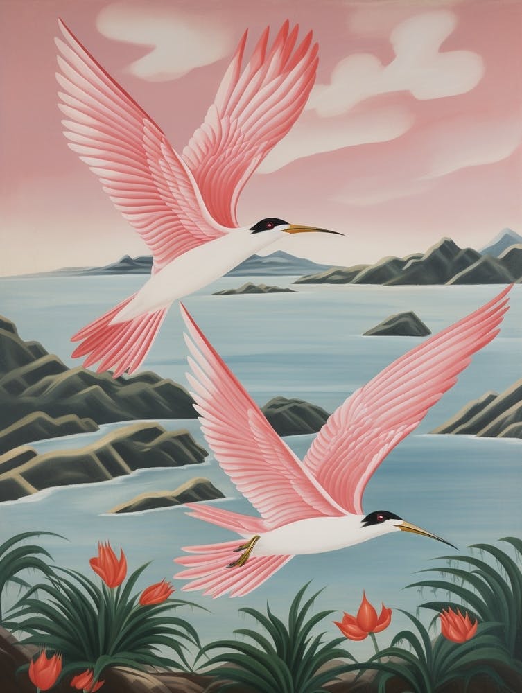 Vintage Japanese Inspired Bird Print Common Tern 4