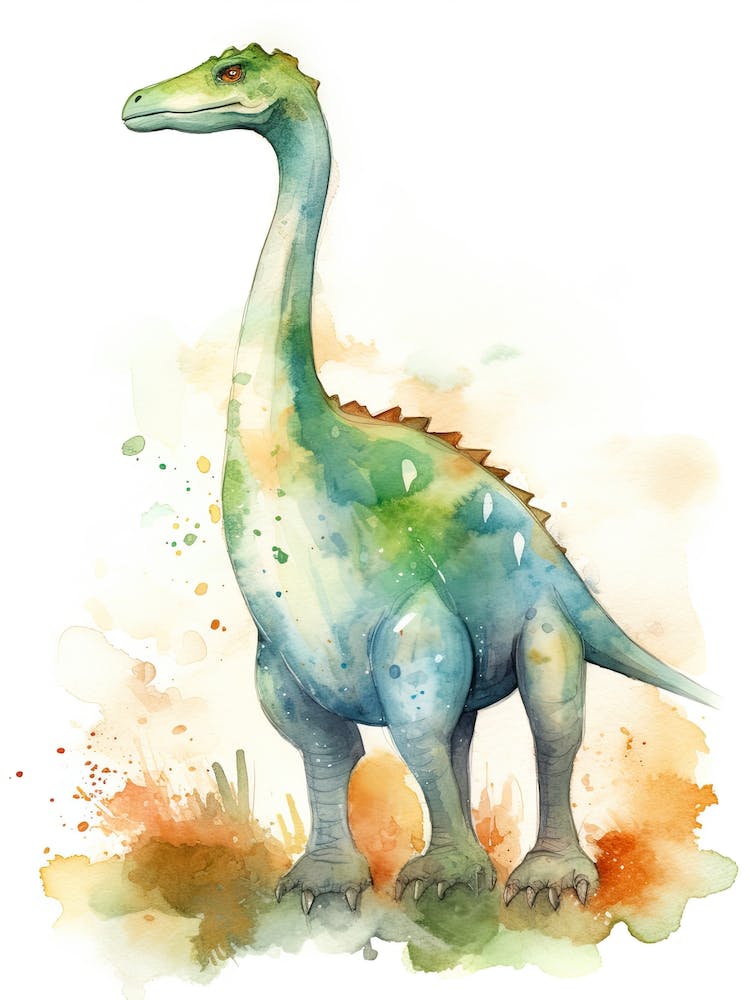 Argentinosaurus Cute Dinosaur Watercolour 4