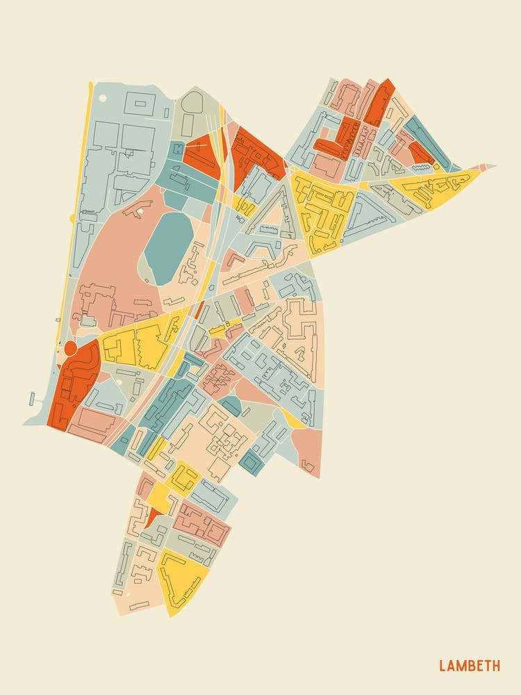 Lambeth London England Uk Neighbourhood Map