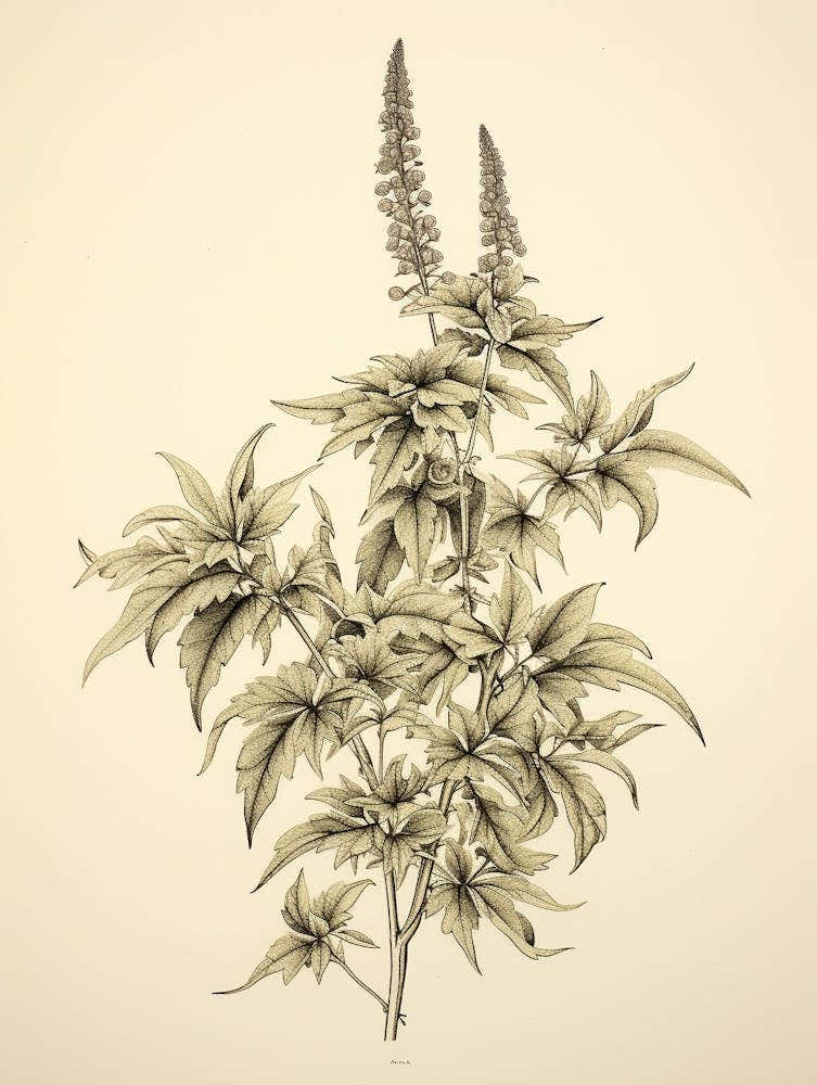 Yomogi Japanese Mugwort Vintage Japanese Botanical