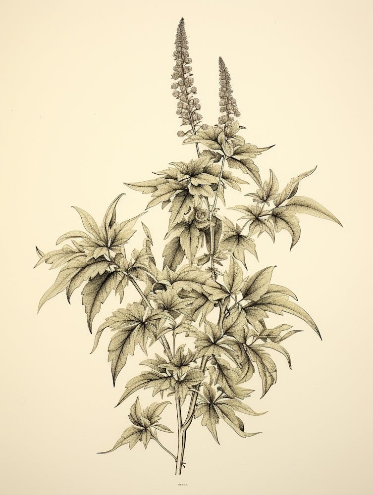 Yomogi Japanese Mugwort Vintage Japanese Botanical