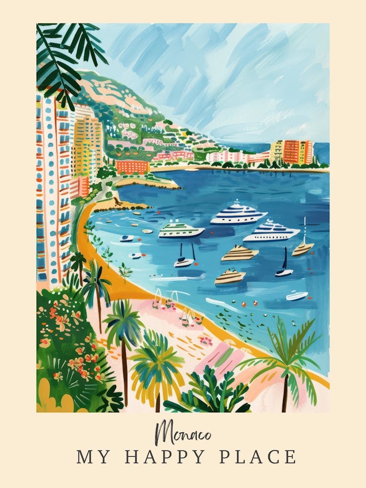 My Happy Place Monaco 2 Travel Poster
