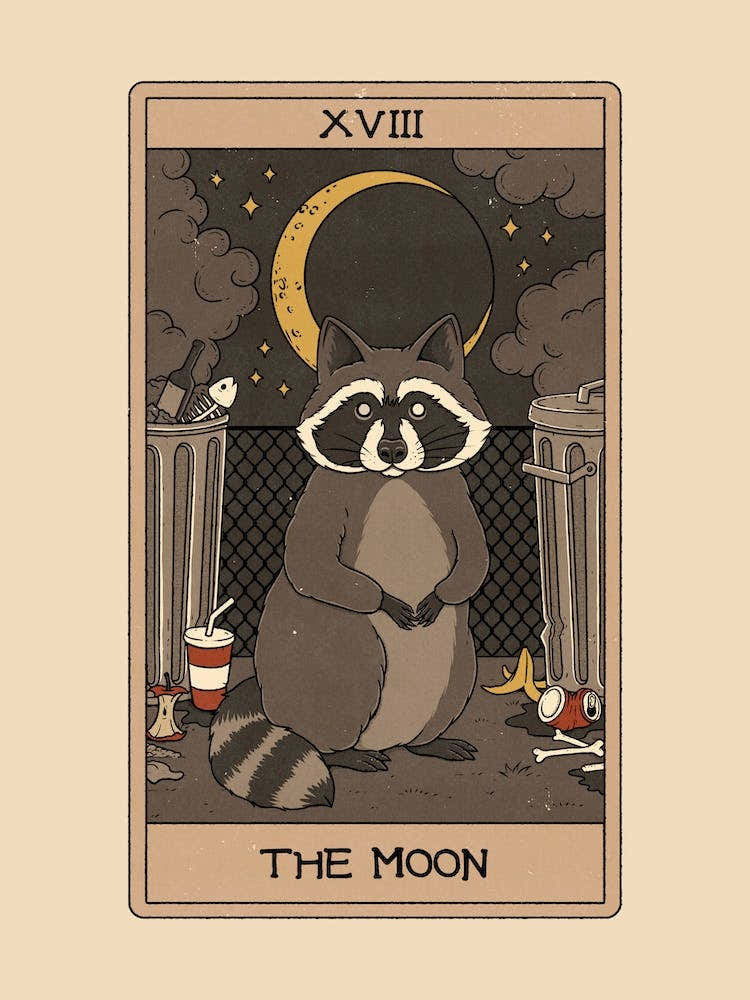 The Moon   Raccoons Tarot