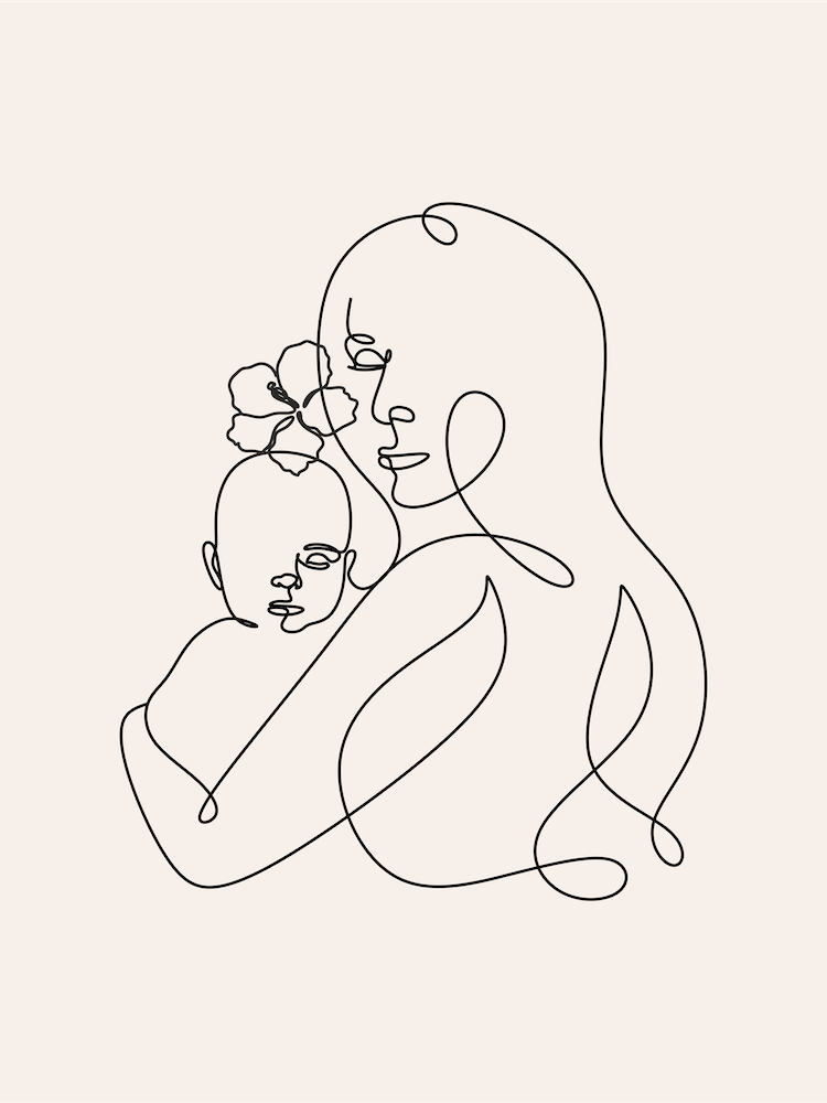 Mother and Baby Line drawing