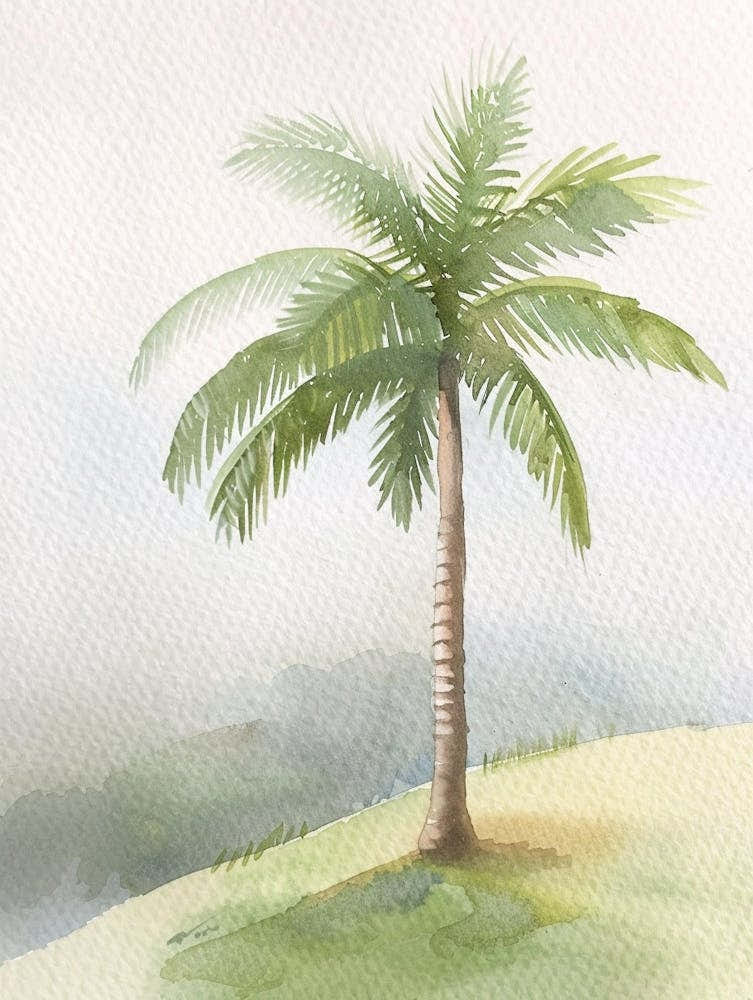 Palm Tree Atmospheric Watercolour Painting 1