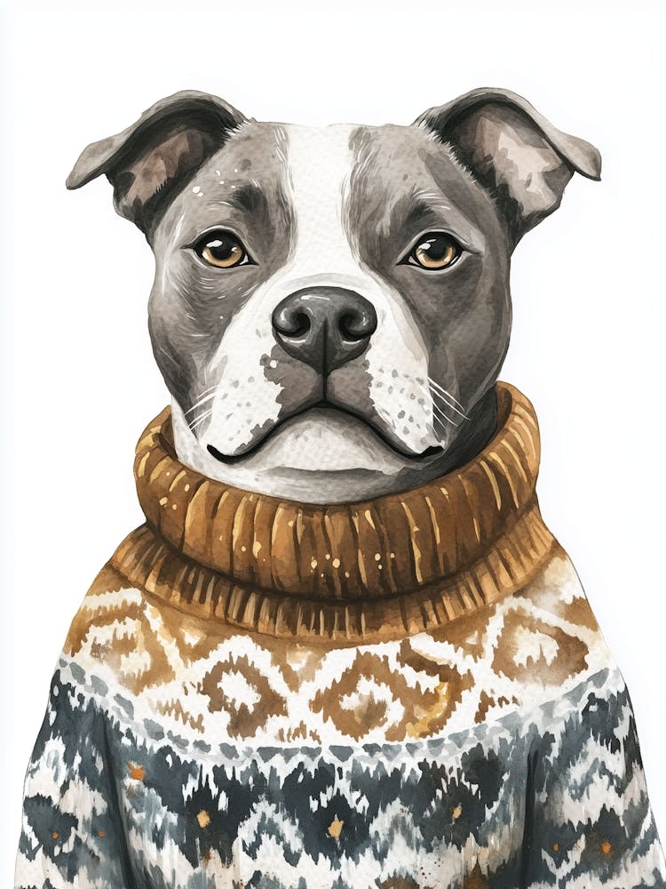 Staffordshire Bull Terrier Staffy In Christmas Jumper Neutral