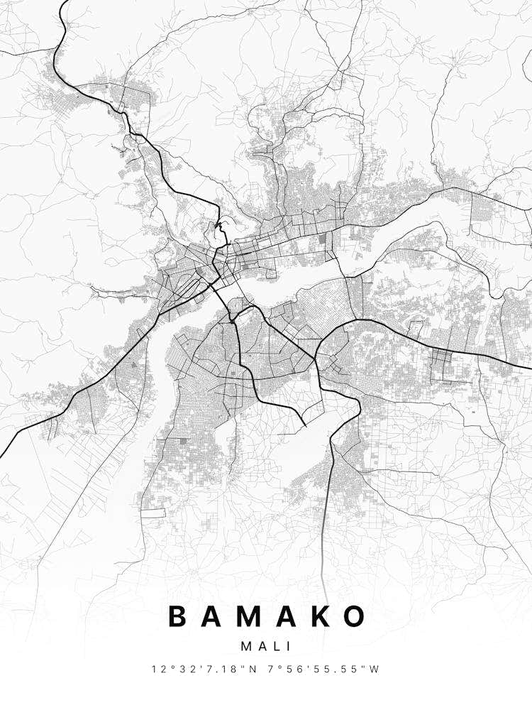 Bamako Mali White Map