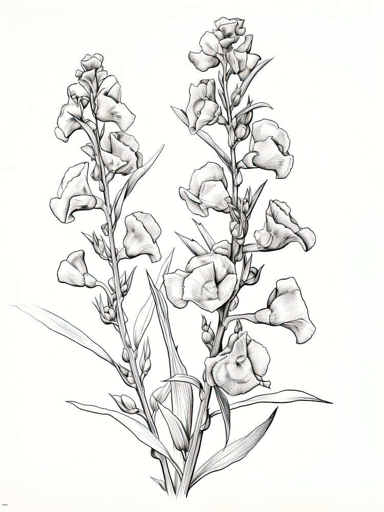Snapdragons Flower Vintage Botanical 2