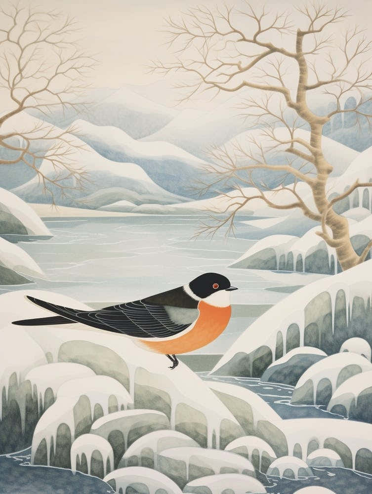 Winter Bird Painting Swallow 3