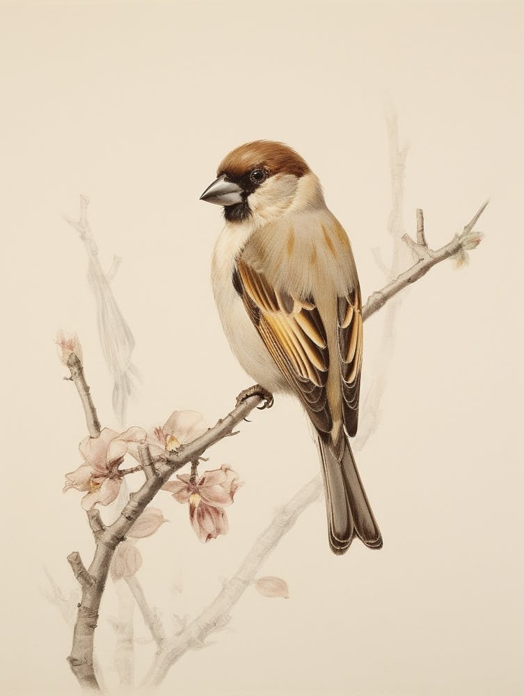 Vintage Bird Drawing Finch 2