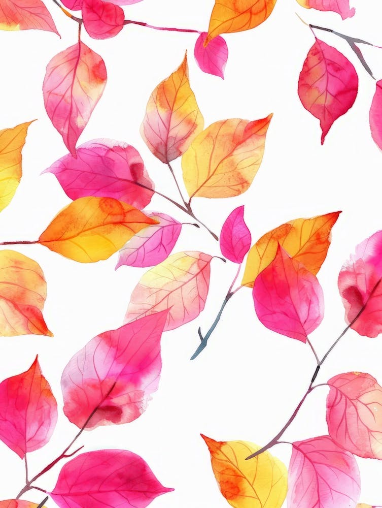 Watercolor Autumn Leaves Seamless Pattern 2