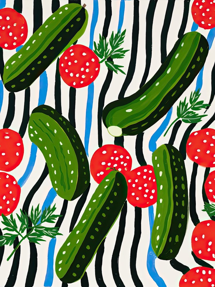 Cucumbers Summer Illustration 1