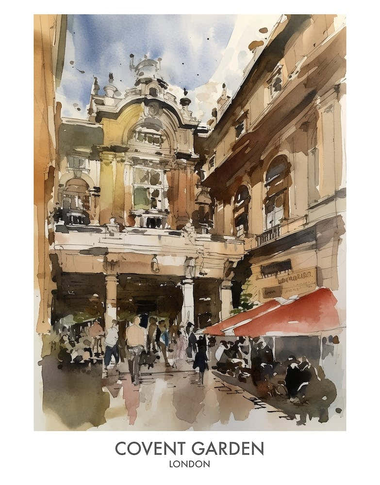 Covent Garden 2 Watercolour Travel Poster