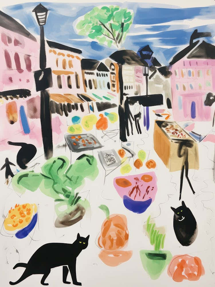 The Food Market In Bath 2 Illustration