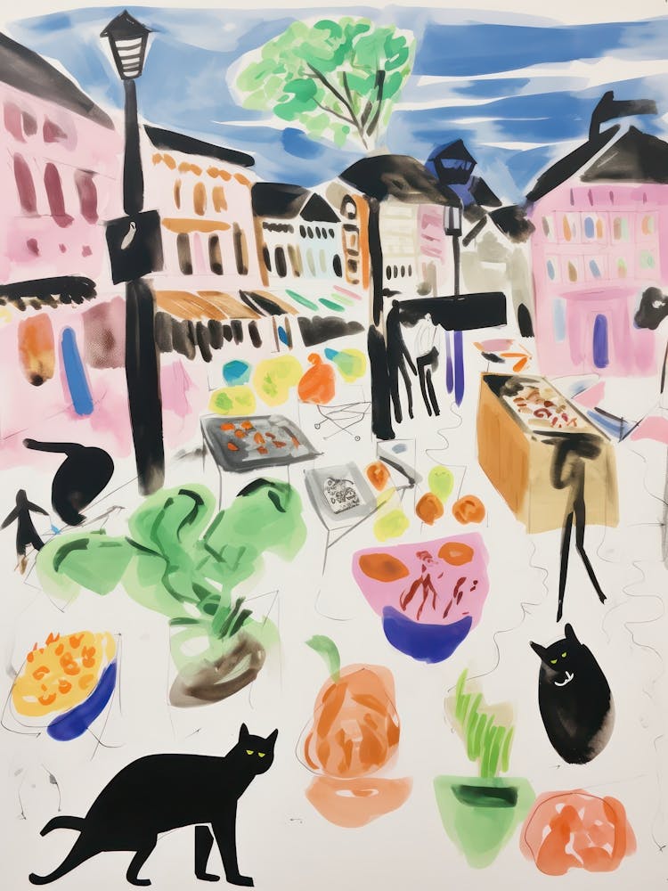 The Food Market In Bath 2 Illustration